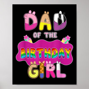 Dad Of The Birthday Girl Family Pig Party Decorati Poster