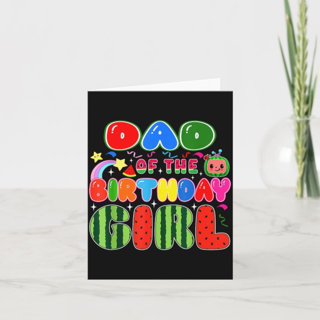 Dad Of The Birthday Girl Melon Family Matching Fun Card (Front)