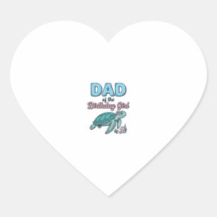 Dad of the Birthday Girl Sea Turtle Vintage Shirt Heart Sticker