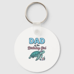 Dad of the Birthday Girl Sea Turtle Vintage Shirt  Key Ring