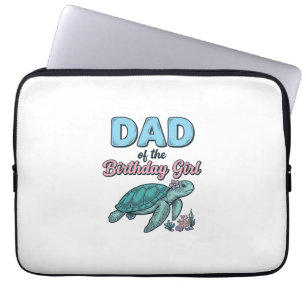 Dad of the Birthday Girl Sea Turtle Vintage Shirt Laptop Sleeve