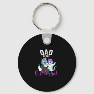 Dad of the Birthday Girl Unicorn Birthday Family F Key Ring