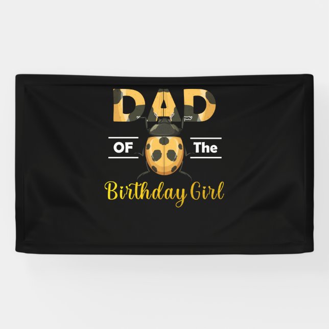 Dad Of The Birthday Ladybug Theme Daddy Party Banner (Horizontal)