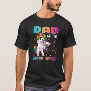 Dad of the Birthday Princess Flossing Unicorn Gir T-Shirt
