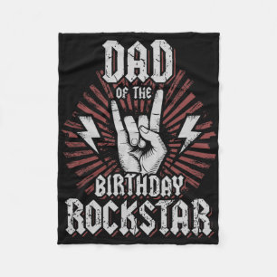 Dad Of The Birthday Rockstar Matching Rocker Rock Fleece Blanket