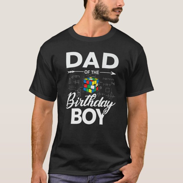 Dad Of The Birthday Speed Cubing Boy Math T-Shirt (Front)