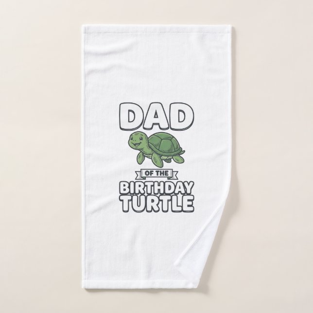 Dad of the Birthday Turtle Funny Turtle Dad Design Hand Towel (Hand Towel)