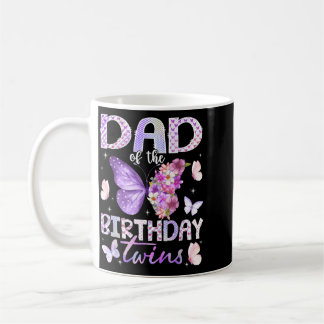 Dad Of The Birthday Twins Cute Butterfly Birthday Coffee Mug
