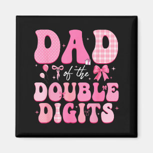Dad of The Double Digits Cute Pink Bow 10th Magnet