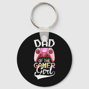 Dad Of The Gamer Girl Matching Video Game Birthday Key Ring