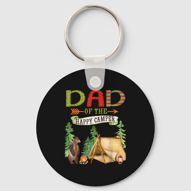 Dad Of The Happy Camper First Birthday Camng  Key Ring (Front)
