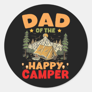 Dad Of The Happy Camper First Birthday Camping Fam Classic Round Sticker