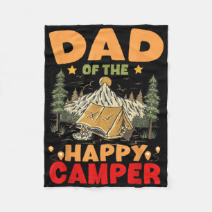 Dad Of The Happy Camper First Birthday Camping Fam Fleece Blanket