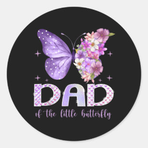 Dad of The Little Butterfly 1st Birthday Girl Classic Round Sticker