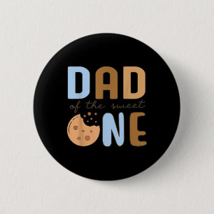 Dad Of The Sweet One Cookies And Milk 1st Birthday 6 Cm Round Badge