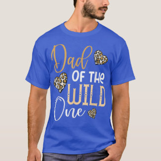 Dad OF THE WILD ONE First Birthday Leopard Heart M T-Shirt