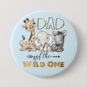 Dad of the Wild One Gold Foil Button