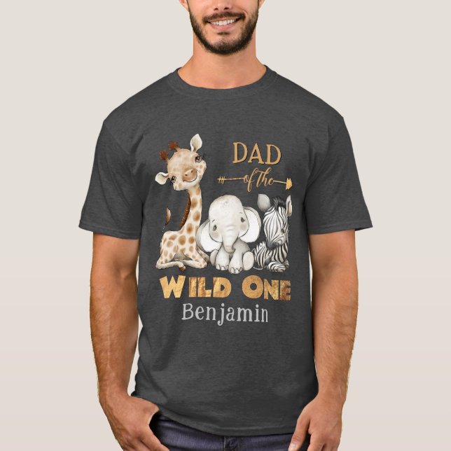 Dad of the Wild One Safari Birthday T-Shirt (Front)
