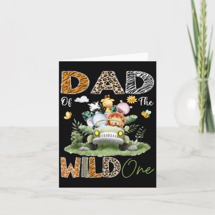 Dad Of The Wild One Safari Truck 1st Birthday Boy Card
