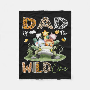 Dad Of The Wild One Safari Truck 1st Birthday Boy Fleece Blanket