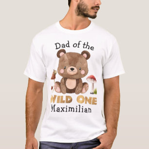Dad of the Wild One Woodland Bear Birthday T-Shirt