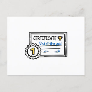 Dad of the Year certificate father's day Award Postcard