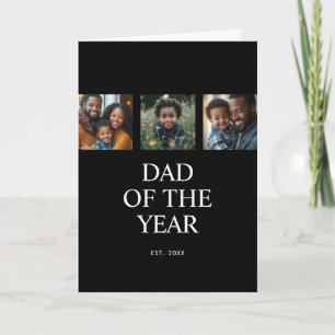 Dad of the Year Established Modern 3 Photo Card