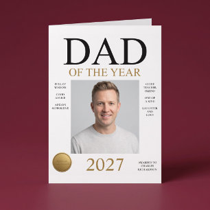 Dad Of The Year Photo (White Only) Birthday Card