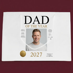 Dad Of The Year Photo (White Only) Large Gift Bag