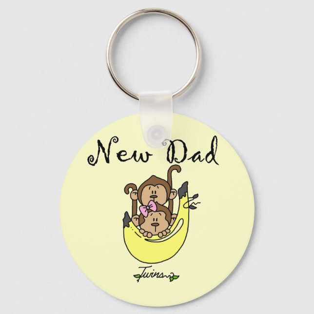 Dad of Twins Boy and Girl Tshirts and Gifts Key Ring (Front)