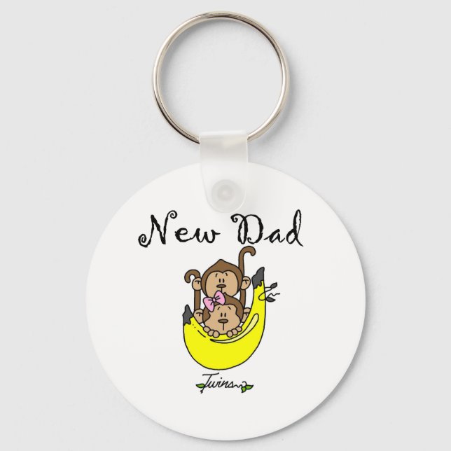 Dad of Twins Boy and Girl Tshirts and Gifts Key Ring (Front)