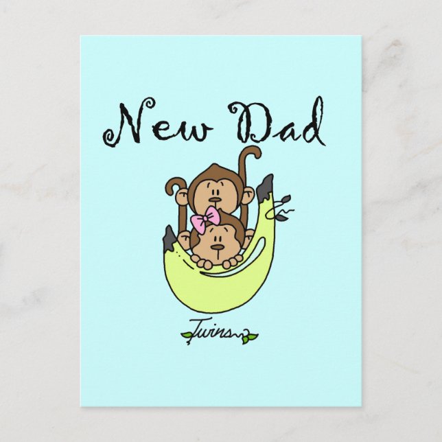 Dad of Twins Boy and Girl Tshirts and Gifts Postcard (Front)