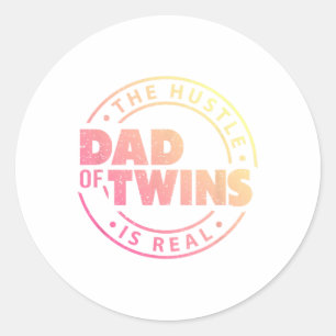 Dad Of Twins Funny New Dad To Be Tired Love Proud Classic Round Sticker
