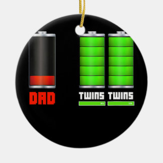 Dad Of Twins Low Battery Funny Design  Ceramic Ornament