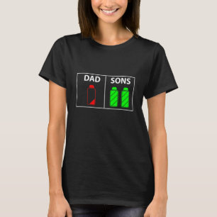 Dad of Two Sons Funny Low Battery Father's Day Gif T-Shirt