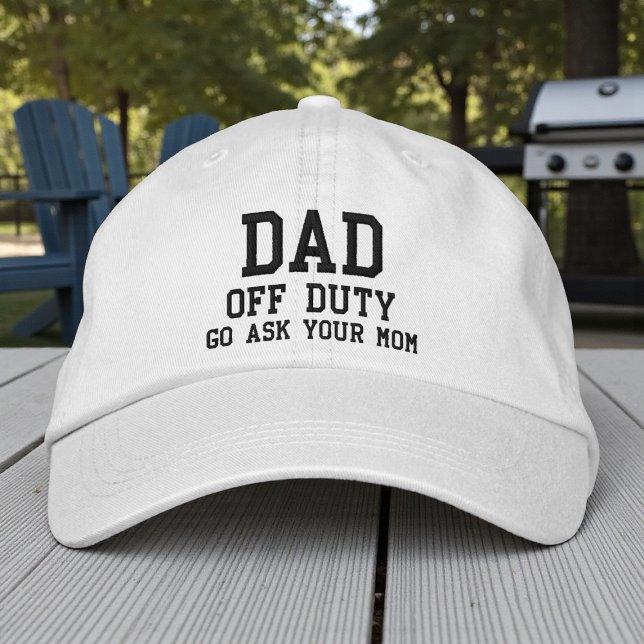 Dad Off Duty Simple Modern Typography Custom Embroidered Hat (Creator Uploaded)