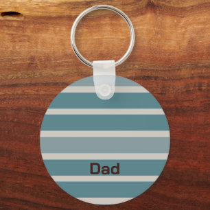 Dad on Blue Stripes Pattern Key Ring