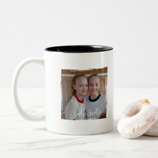 Dad Overachiever That's Why I Have Twins Funny Two-Tone Coffee Mug (With Donut)