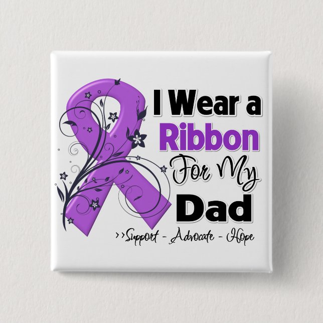 Dad - Pancreatic Cancer Ribbon 15 Cm Square Badge (Front)