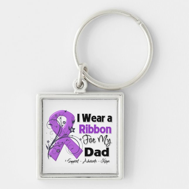 Dad - Pancreatic Cancer Ribbon Key Ring (Front)