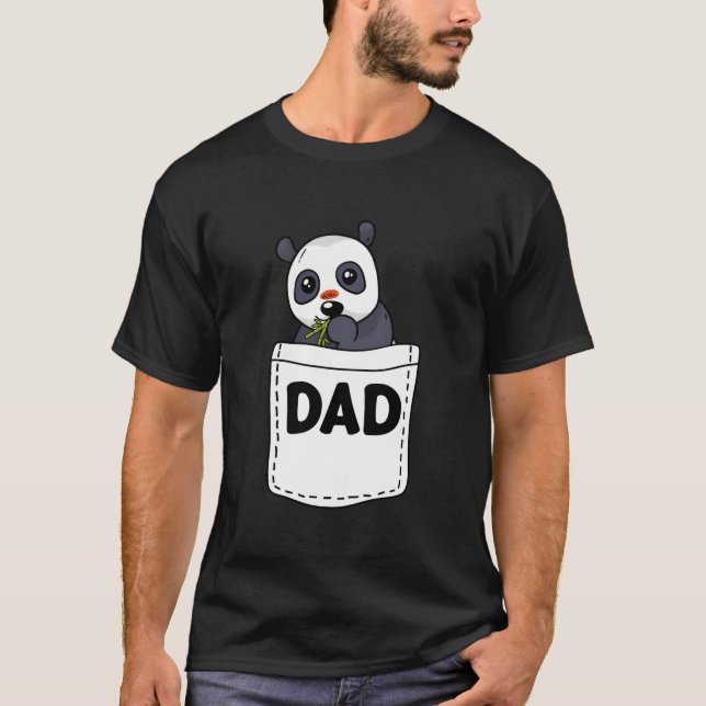 Dad Panda Pocket Fathers Day Animal Papa Grandpa T-Shirt (Front)