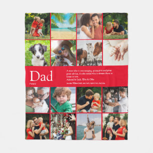 Dad Papa Father Daddy Definition 16 Photo Fun Red Fleece Blanket