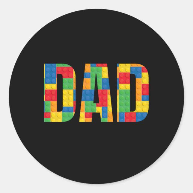 Dad Parent Brick Master Builder Building Blocks Se Classic Round Sticker (Front)