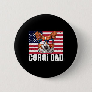 Dad Pembroke Welsh Corgi Us Flag Dog Lover 4th Of 6 Cm Round Badge