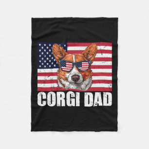 Dad Pembroke Welsh Corgi Us Flag Dog Lover 4th Of Fleece Blanket