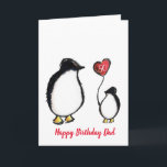 Dad penguin 50th or any age birthday card<br><div class="desc">Happy birthday dad cute illustrated penguins. The child shown is holding a balloon that reads 50. The age and messages shown on this card can be personalised to any birthday or person. Perfect for a son or daughter to give their father on his special day. The inside and outside messages...</div>