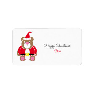 Dad Personalised teddy bear Father Christmas gift Label