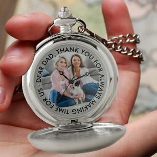 Dad Photo and Thank You Message Personalised Pocket Watch