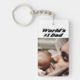Dad Photo black text Key Ring