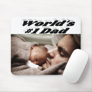 Dad Photo black text   Mouse Pad